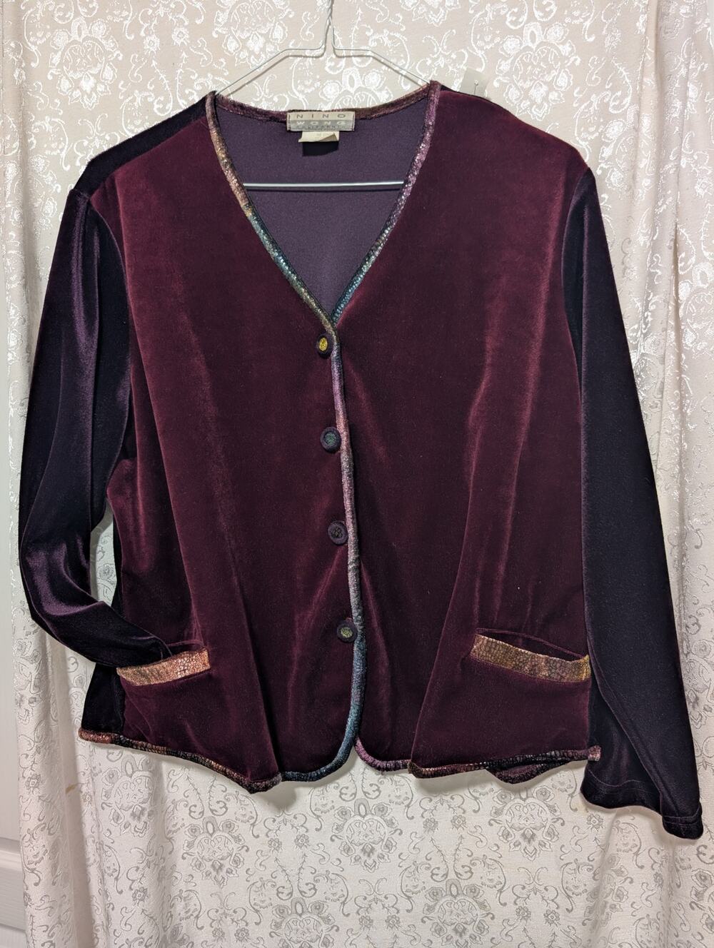 Vintage Nino Wong Velvet Cardigan Jacket Whimsygoth Plum Purple